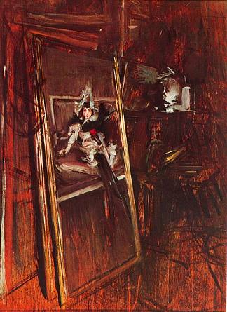 画家与埃拉祖里兹·达姆塞尔的工作室内 Inside the Studio of the Painter with Errazuriz Damsel (c.1892)，乔瓦尼·波尔蒂尼