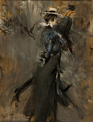 戴着稻草帽的女士（晨间长廊） Lady Wearing a Straw Bonnet (Morning Promenade) (1902 – 1905)，乔瓦尼·波尔蒂尼