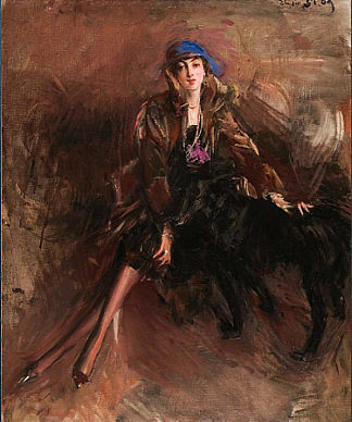 女士与黑灰狗 Lady with Black Greyhound，乔瓦尼·波尔蒂尼