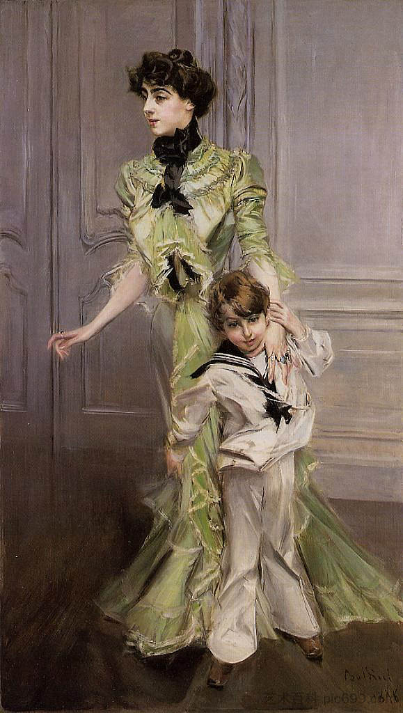 乔治·雨果夫人和她的儿子让 Madame Georges Hugo and her son Jean (1898),乔瓦尼·波尔蒂尼