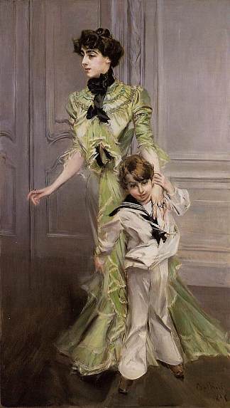 乔治·雨果夫人和她的儿子让 Madame Georges Hugo and her son Jean (1898)，乔瓦尼·波尔蒂尼