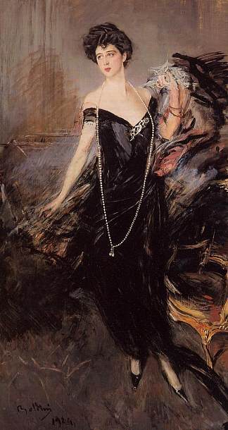 唐娜·弗兰卡·弗洛里奥的肖像 Portrait of Donna Franca Florio (1924)，乔瓦尼·波尔蒂尼