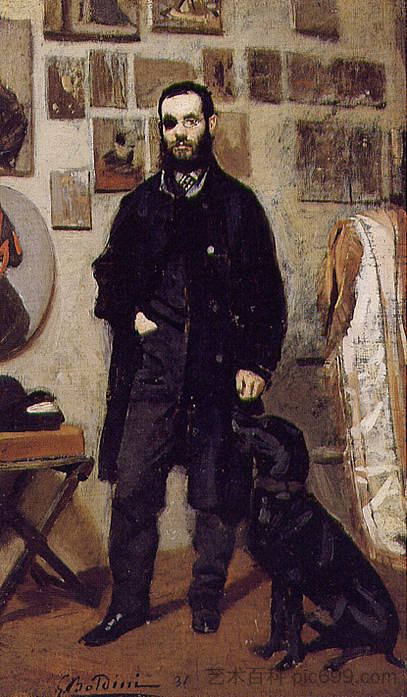 朱塞佩·阿巴蒂的肖像 Portrait of Giuseppe Abbati (1865)，乔瓦尼·波尔蒂尼