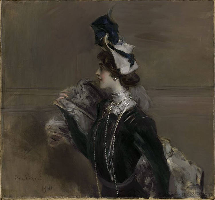 丽娜·卡瓦列里夫人的肖像 Portrait of Mme. Lina Cavalieri (1901)，乔瓦尼·波尔蒂尼