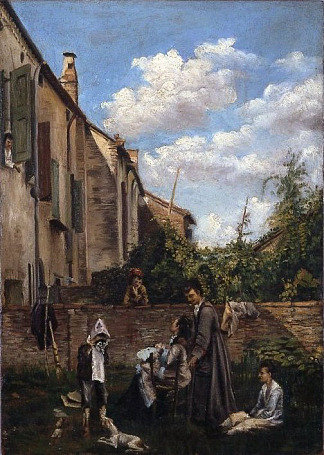 父亲之家的庭院 The courtyard of the paternal house (c.1855)，乔瓦尼·波尔蒂尼