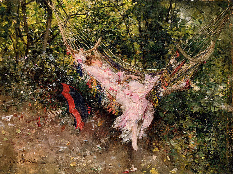 吊床 The hammock (1872 - c.1874)，乔瓦尼·波尔蒂尼