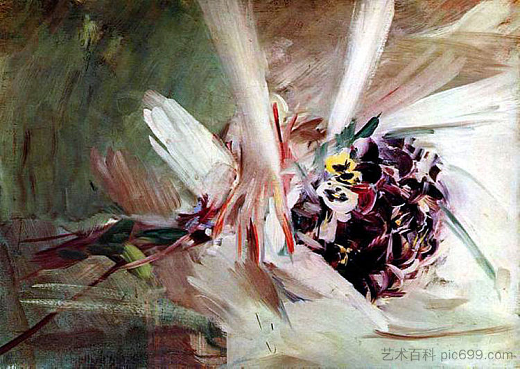 三色堇 The Pansies (c.1910)，乔瓦尼·波尔蒂尼