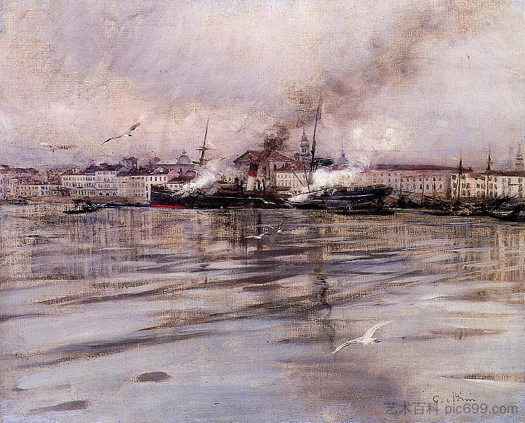 威尼斯风光 View of Venice (1895)，乔瓦尼·波尔蒂尼
