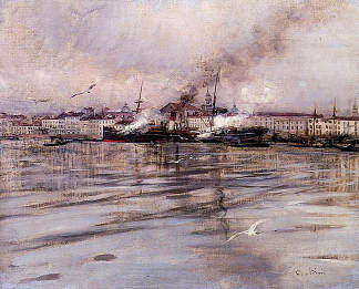 威尼斯风光 View of Venice (1895)，乔瓦尼·波尔蒂尼