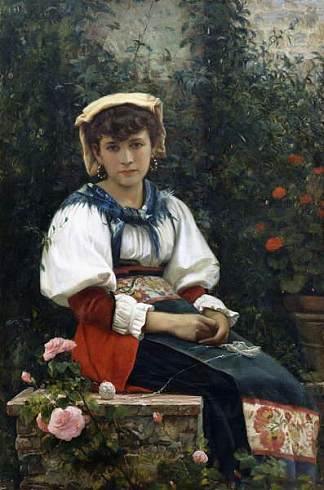 托斯卡纳美女 A Tuscan Beauty (1874)，乔瓦尼·科斯塔