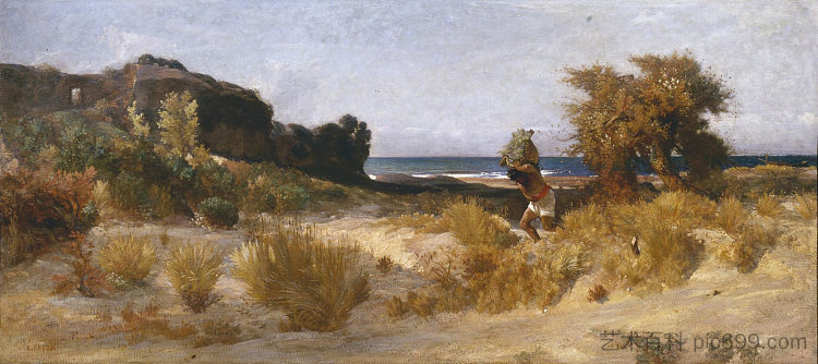 与搬运东西的工人的景观 Landscape with worker that carries something,乔瓦尼(尼诺)科斯塔