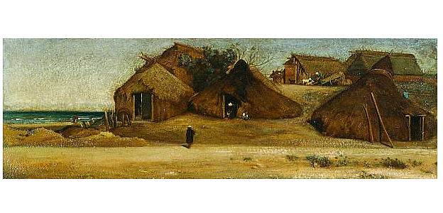 海滩上的渔民小屋 Fishermen's huts on the beach (1853)，乔瓦尼（尼诺）科斯塔