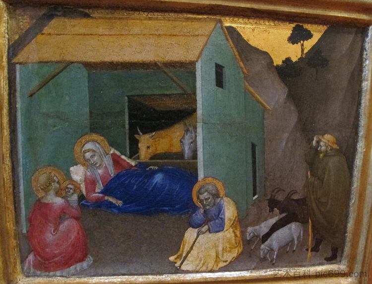 来自仁慈医院，普雷德拉1，耶稣诞生 Da Spedale Della Misericordia, Predella 1, Natività (c.1370)，乔瓦尼（来自米兰）