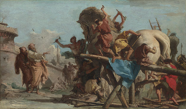 特洛伊木马的构建 Building of the Trojan Horse (1760)，乔万尼·多米尼克·提埃波罗