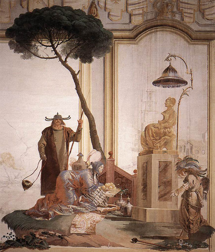 向月亮女神献上水果 Offering of Fruits to Moon Goddess,乔万尼·多米尼克·提埃波罗