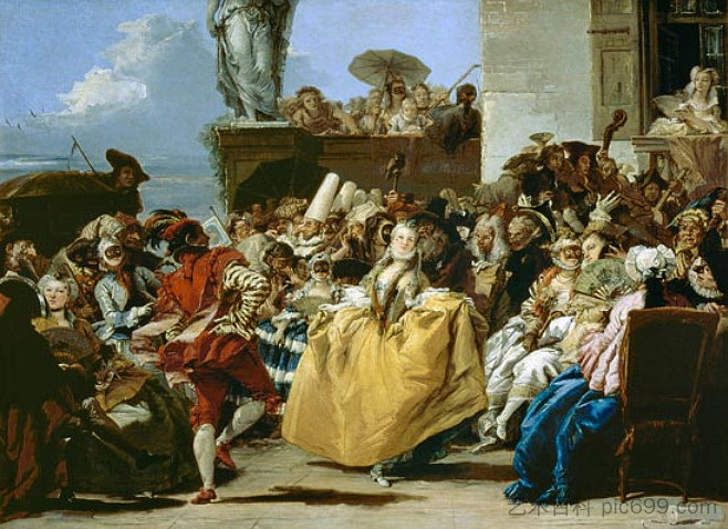 小步舞曲或狂欢节场景 The Minuet or Carnival Scene (1754 - 1755),乔万尼·多米尼克·提埃波罗