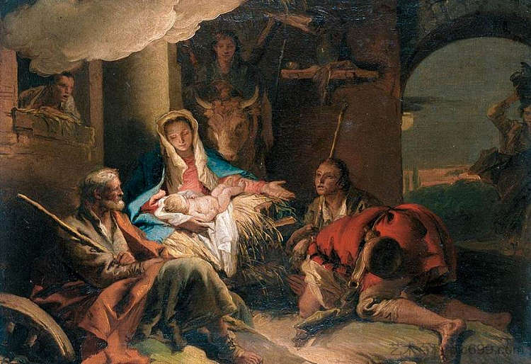 牧羊人的崇拜 The Adoration of the Shepherds (1751 - 1753)，乔万尼·多米尼克·提埃波罗