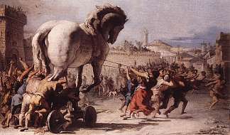 特洛伊木马在特洛伊的游行 The Procession of the Trojan Horse in Troy (1773)，乔万尼·多米尼克·提埃波罗