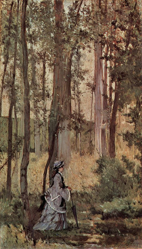 森林里的女士 Lady in the forest (1874 - 1875)，乔瓦尼·法托里