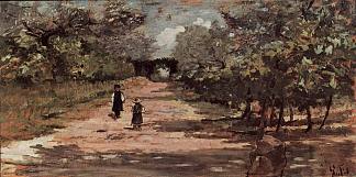 有两个孩子的树林大道 The avenue of trees with two children (1890 – 1895)，乔瓦尼·法托里