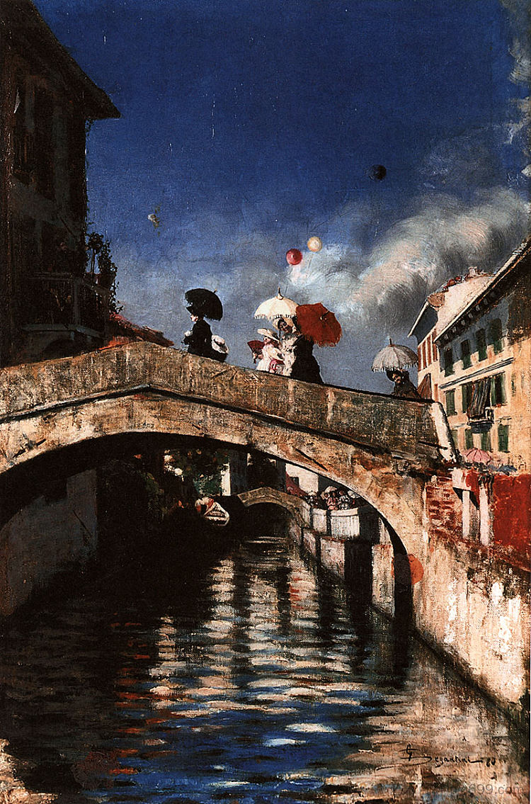 圣马可桥的运河 The canal at Ponte San Marco (1880)，乔凡尼·塞冈提尼