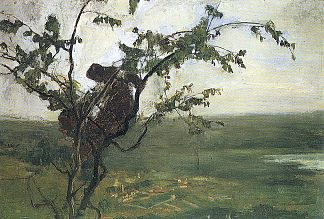 风景与树上的女人 Landscape with woman in a tree (1881)，乔凡尼·塞冈提尼