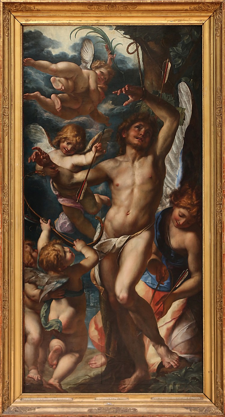 天使照料的圣塞巴斯蒂安 St Sebastian Tended by Angels (c.1610 - c.1612)，朱利奥·切萨雷·普罗卡奇尼