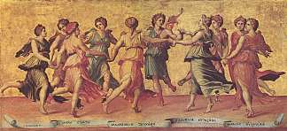 阿波罗与缪斯女神共舞 Apollon Dances with the Muses (1540)，朱利奥·罗马诺
