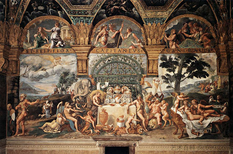 阿莫尔和普赛克的宴会 Banquet of Amor and Psyche (c.1527 - c.1530; Mantua,Italy ),朱利奥·罗马诺
