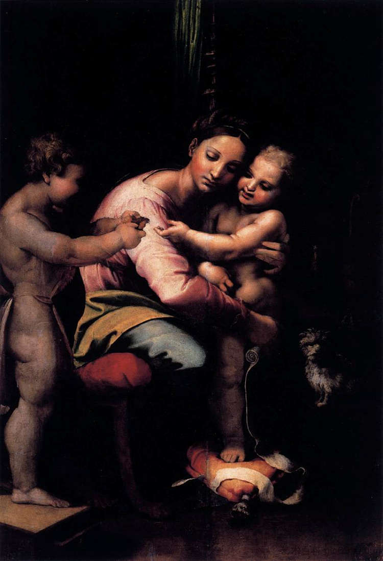 圣母子与婴儿圣约翰 Virgin and Child with the Infant St John (1523)，朱利奥·罗马诺