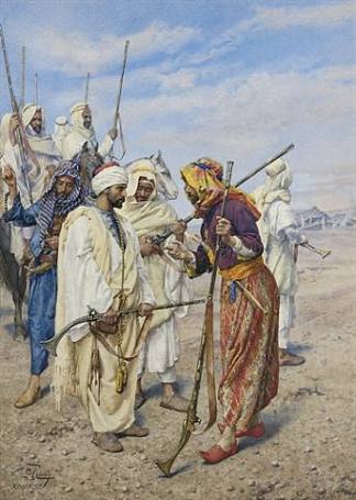 准备突袭的贝都因人 Bedouins Preparing for a Raid，朱利奥·罗萨蒂