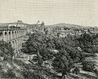 高架桥的出口和村庄的全景 Sbocco Del Viadotto E Panorama Del Paese (1894)，朱塞佩·巴贝里斯
