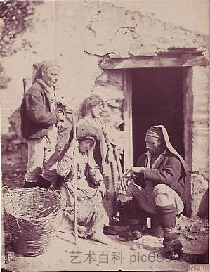 西西里农民(可能来自利米纳) Sicilian peasants (possibly from Limina) (c.1880 - c.1889),朱塞佩·布鲁诺