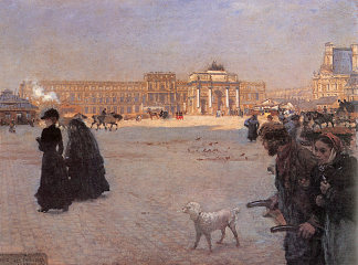 巴黎卡鲁塞尔广场：杜乐丽宫遗址 La Place du Carrousel, Paris: The Ruins of the Tuileries (1882)，朱塞佩·德·尼蒂斯
