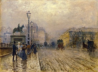 巴黎街与马车 Rue de Paris with Carriages，朱塞佩·德·尼蒂斯