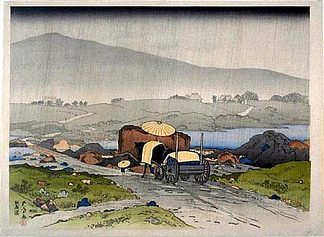 亚巴基的雨 Rain at Yabakei (1918)，谷口桥口