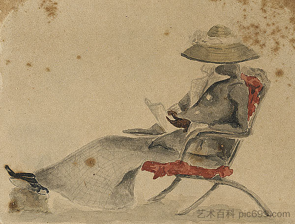 女孩坐着，戴着帽子 Girl seated, wearing hat (1908)，格雷丝·科辛顿·史密斯