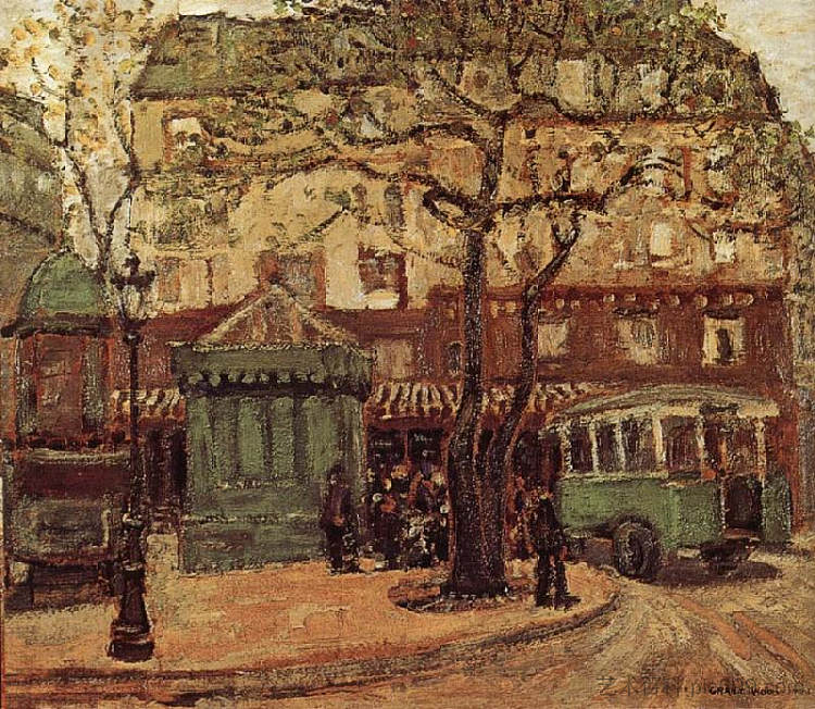 巴黎街上的绿色巴士 Greenish Bus in Street of Paris (1926)，格兰特伍德