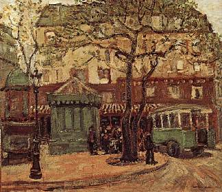 巴黎街上的绿色巴士 Greenish Bus in Street of Paris (1926)，格兰特伍德