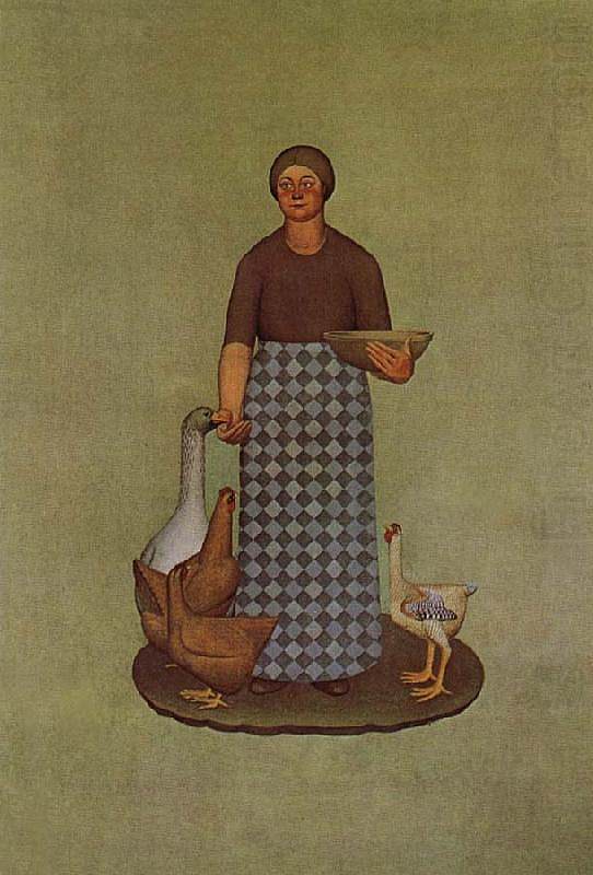农民的妻子与鸡 Farmer's Wife with Chickens (1932; United States  )，格兰特伍德