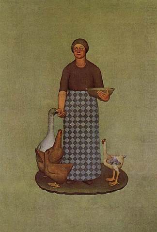 农民的妻子与鸡 Farmer’s Wife with Chickens (1932; United States                     )，格兰特伍德