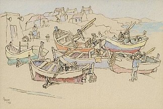 西海岸渔村与搁浅的船只和渔民 – 阿尼斯顿 West Coast fishing village with beached boats & fishermen – Arniston (1966)，格雷戈尔·布萨尔