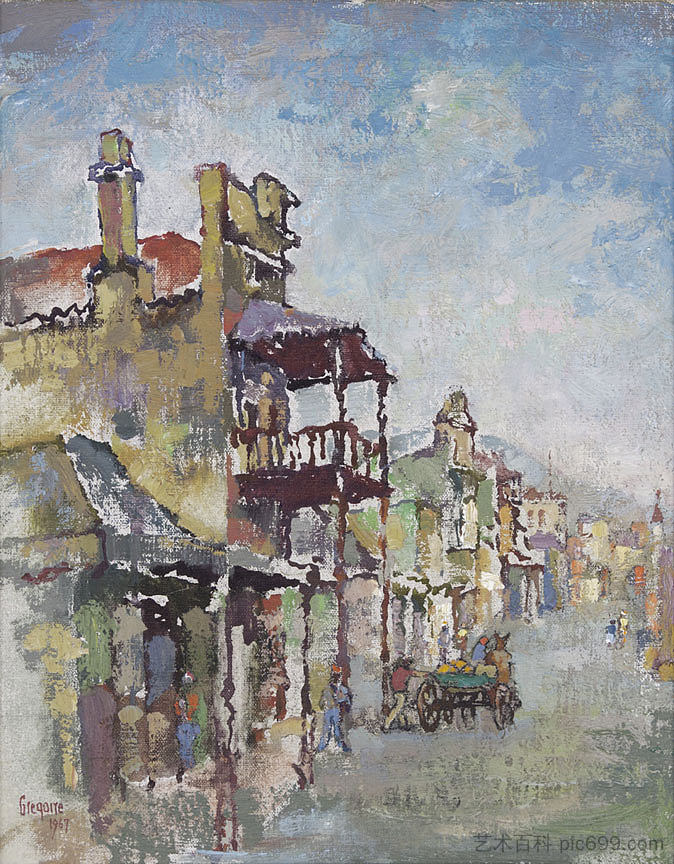 带阳台的商店，开普敦第六区 Winkel met veranda, Distrik Ses, Kaapstad (1967)，格雷戈尔·布萨尔