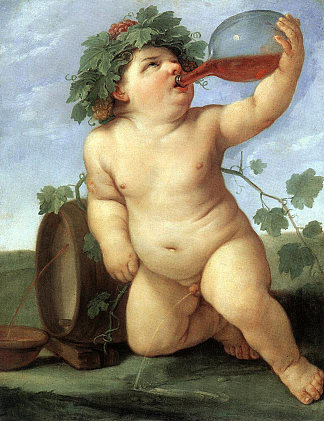 喝酒神 Drinking Bacchus (c.1623)，纪多·雷尼