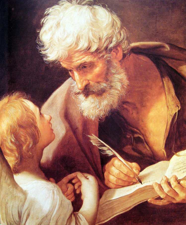 福音传教士圣马太与天使 Evangelist St. Matthew and the Angel (c.1635 - c.1640),纪多·雷尼