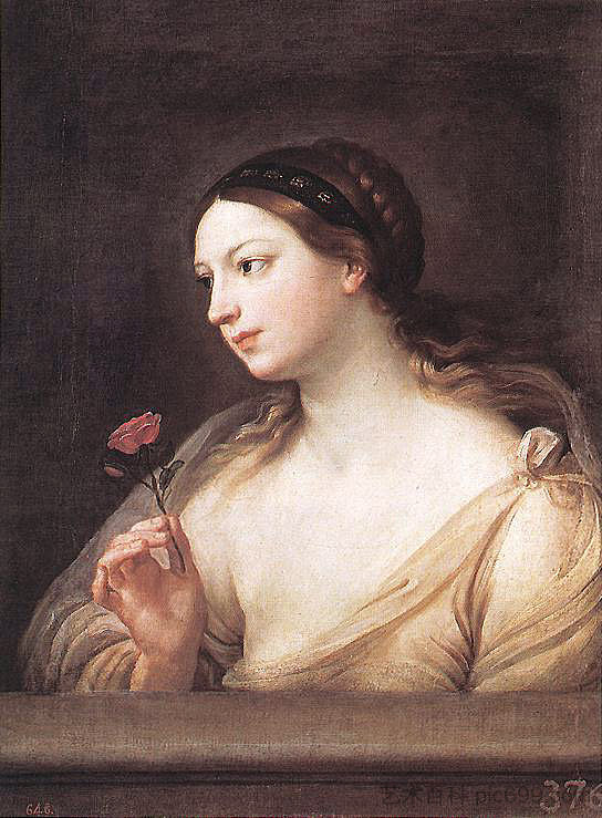 带玫瑰的女孩 Girl with a Rose (1630 - 1631)，纪多·雷尼