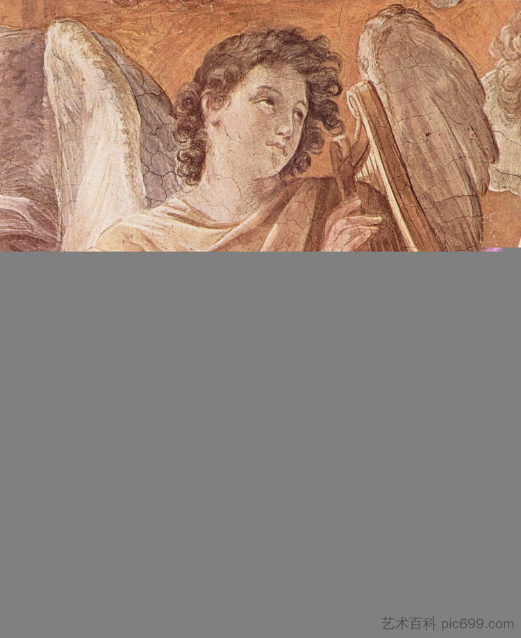 天后和天使普拉(奎里纳勒宫的壁画,天使报喜,拱顶壁画场景) The Queen of Heaven and angels pla (Frescoes in the Palazzo Quirinale, Cappella dell'Annunciata, vault fresco scene) (1609 - 1611),纪多·雷尼