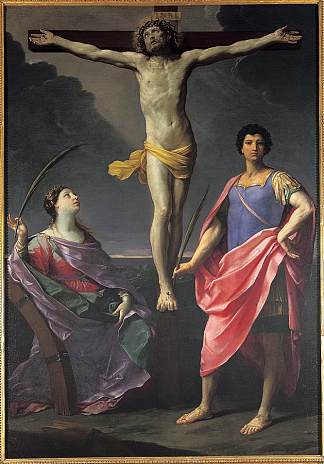 耶稣基督被钉在亚历山大的圣凯瑟琳和圣朱利叶斯之间， Jesus Christ Crucified between St. Catherine of Alexandria and St. Julius, (1622)，纪多·雷尼