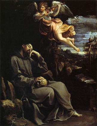 圣弗朗西斯由天使音乐安慰 St Francis Consoled by Angelic Music (1605 – 1610)，纪多·雷尼