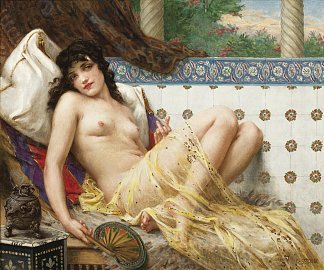 带扇子的奥达利斯克 Odalisque with a Fan，纪尧姆·塞尼亚克